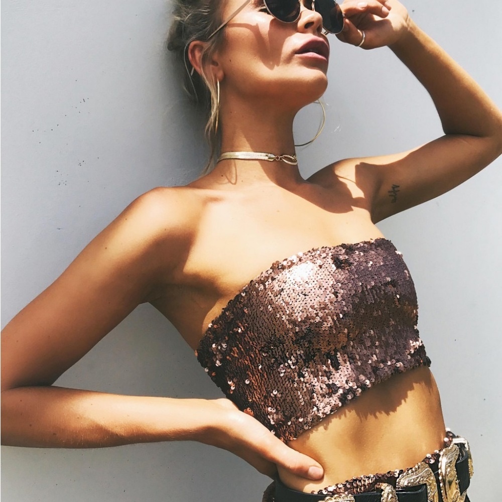 BOMB SEQUIN CROP TOP BNWT
